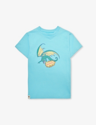 Boardies Boys Blue Kids Dragons Graphic-print Organic Cotton-jersey T-shirt 3-13 Years