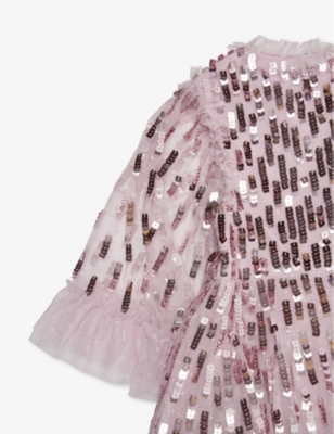 Shop Needle & Thread Needle And Thread Girls Mauve Kids Dash Sequin-embellished Recycled-polyester Dress 4-12 Years