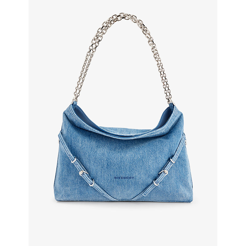 Shop Givenchy Women's Medium Blue Voyou Denim Shoulder Bag