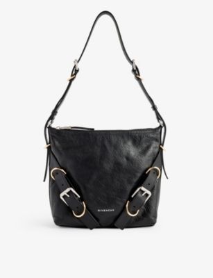 Shop Givenchy Voyou Small Leather Shoulder Bag In Black