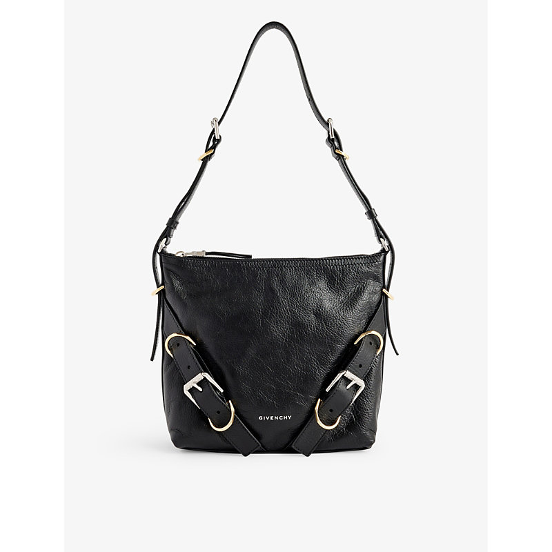 Shop Givenchy Voyou Small Leather Shoulder Bag In Black
