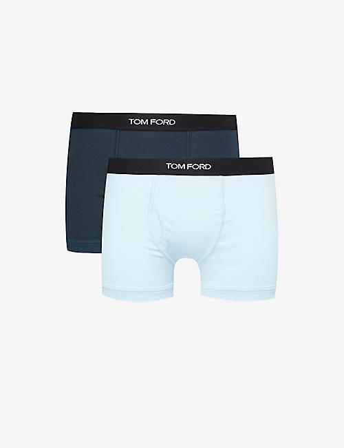 TOM FORD: Logo-waistband pack of two stretch-cotton boxers