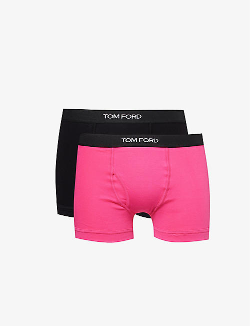 TOM FORD: Logo-waistband  pack of two stretch-cotton boxers