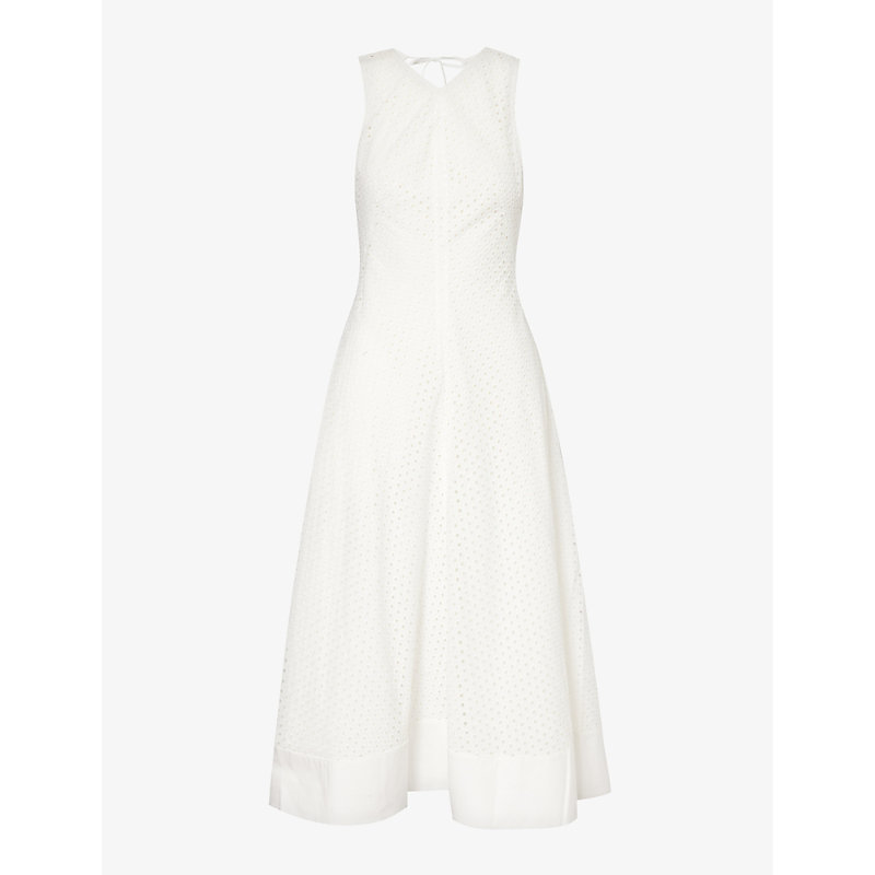 Shop Proenza Schouler White Label Juno Flared-hem Cotton Midi Dress In Off White