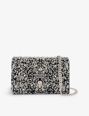 ALEXANDER MCQUEEN: The Skull crystal-embellished small suede shoulder bag