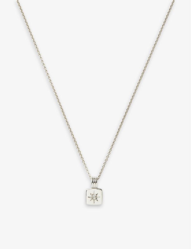 Mini Star-pendant rhodium plated sterling-silver necklace