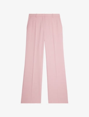 Shop The Kooples Women's Pastel Pink Straight-leg High-rise Stretch-woven Trousers