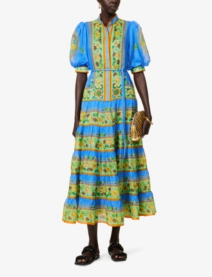 Shop Alemais Women's Cobalt Linda Floral-print Woven Midi Dress