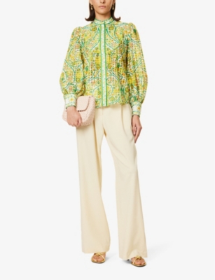 Shop Alemais Women's Multi Rhonda Graphic-pattern Cotton And Silk-blend Blouse