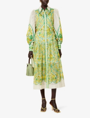 Shop Alemais Women's Multi Rhonda Floral-print Cotton And Silk-blend Midi Dress