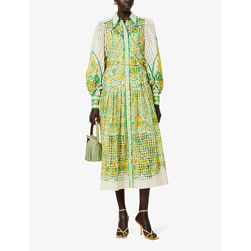 Shop Alemais Women's Multi Rhonda Floral-print Cotton And Silk-blend Midi Dress