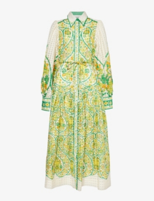 Alemais Womens Multi Rhonda Floral-print Cotton And Silk-blend Midi Dress