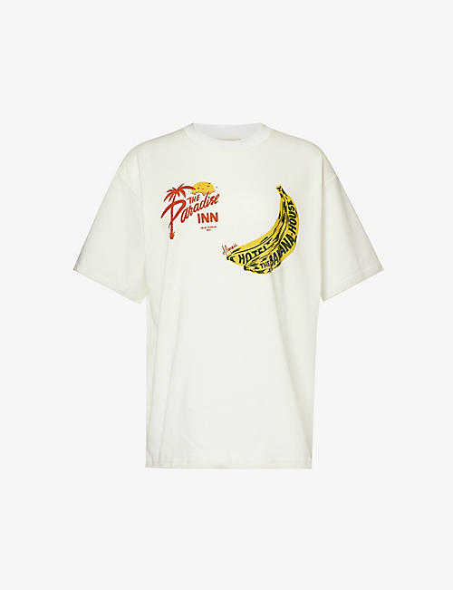 ALEMAIS: Banana graphic-print organic cotton-jersey T-shirt