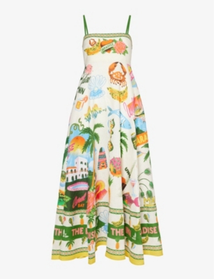 Shop Alemais Women's Multi Paradiso Sleeveless Linen Midi Dress