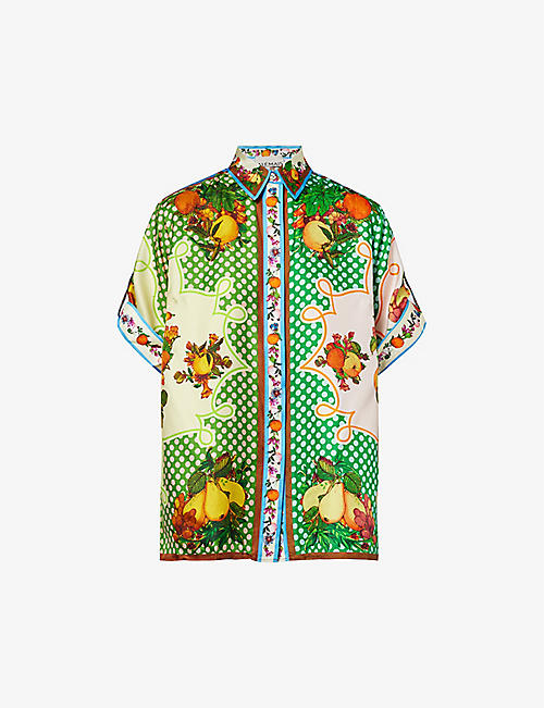 ALEMAIS: Lemonis fruit-pattern silk shirt
