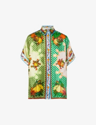 Shop Alemais Women's Multi Lemonis Fruit-pattern Silk Shirt