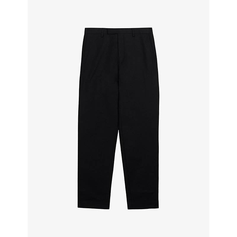 Shop Ted Baker Men's Black Felixt Straight-leg Slim-fit Stretch-cotton Trousers