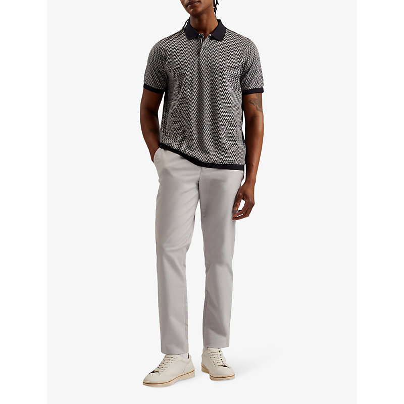 Shop Ted Baker Felixt Straight-leg Slim-fit Stretch-cotton Trousers In Lt-grey