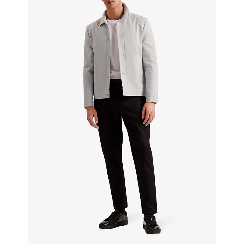 Shop Ted Baker Felixc Regular-fit Cotton-blend Jacket In Lt-grey
