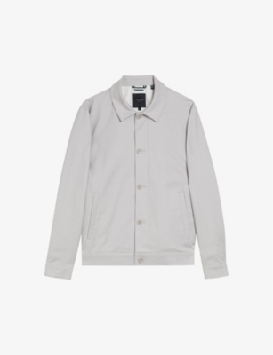 Shop Ted Baker Men's Lt-grey Felixc Regular-fit Cotton-blend Jacket