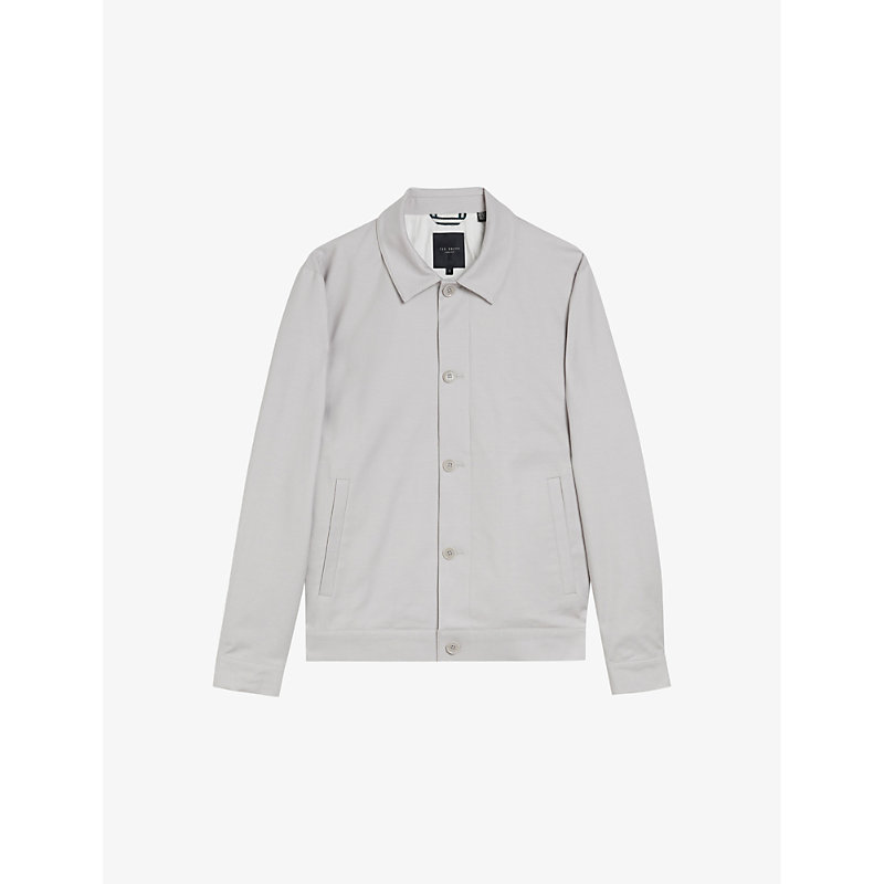 Shop Ted Baker Felixc Regular-fit Cotton-blend Jacket In Lt-grey