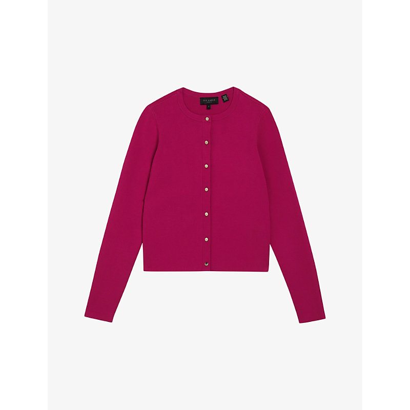 Shop Ted Baker Brylle Fitted Knitted Cardigan In Purple