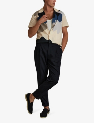 Shop Reiss Men's Blueparc Floral-print Cotton Shirt In Blue Multi
