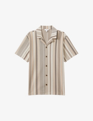 REISS: Archer geometric-pattern stretch-knit shirt