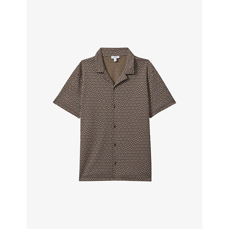 Shop Reiss Men's Multi Grove Jacquard-print Regular-fit Stretch-woven Shirt