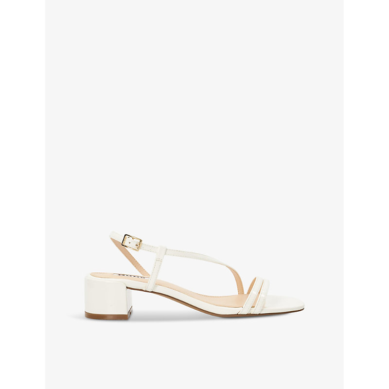 Dune Womens White-patent Synthetic Maryanna Cross-strap Faux-leather Heeled Sandals