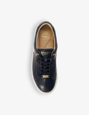 Shop Dune Women's Navy-synthetic Elodic Faux-leather Low-top Trainers