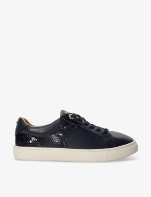 Dune Womens Navy-synthetic Elodiie Faux-leather Low-top Trainers