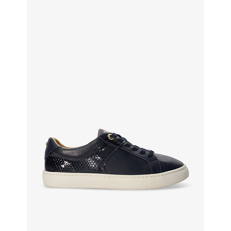 Dune Womens Navy-synthetic Elodiie Faux-leather Low-top Trainers