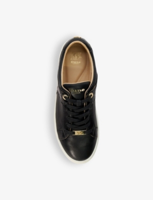 Shop Dune Elodic Logo-embossed Faux-leather Low-top Trainers In Black-synthetic