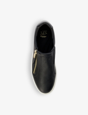 Shop Dune Women's Black-leather Episodic Zip Leather Low-top Trainers