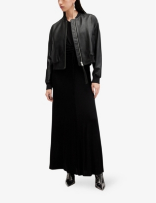 Allsaints Orten Leather Bomber Jacket In Black