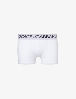 Dolce & Gabbana Logo-waistband Stretch-cotton Boxers In Optical White