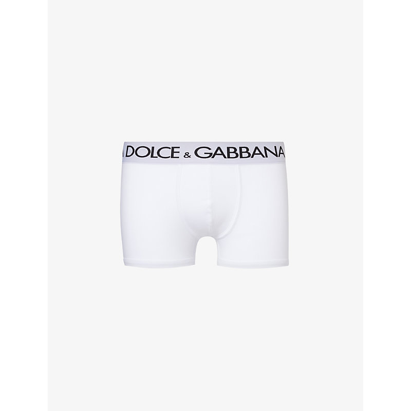Dolce & Gabbana Logo-waistband Stretch-cotton Boxers In Optical White