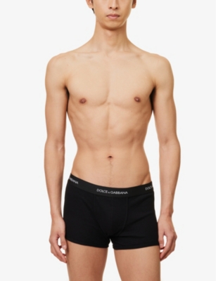 Shop Dolce & Gabbana Men's Black Logo-waistband Cotton-jersey Boxers