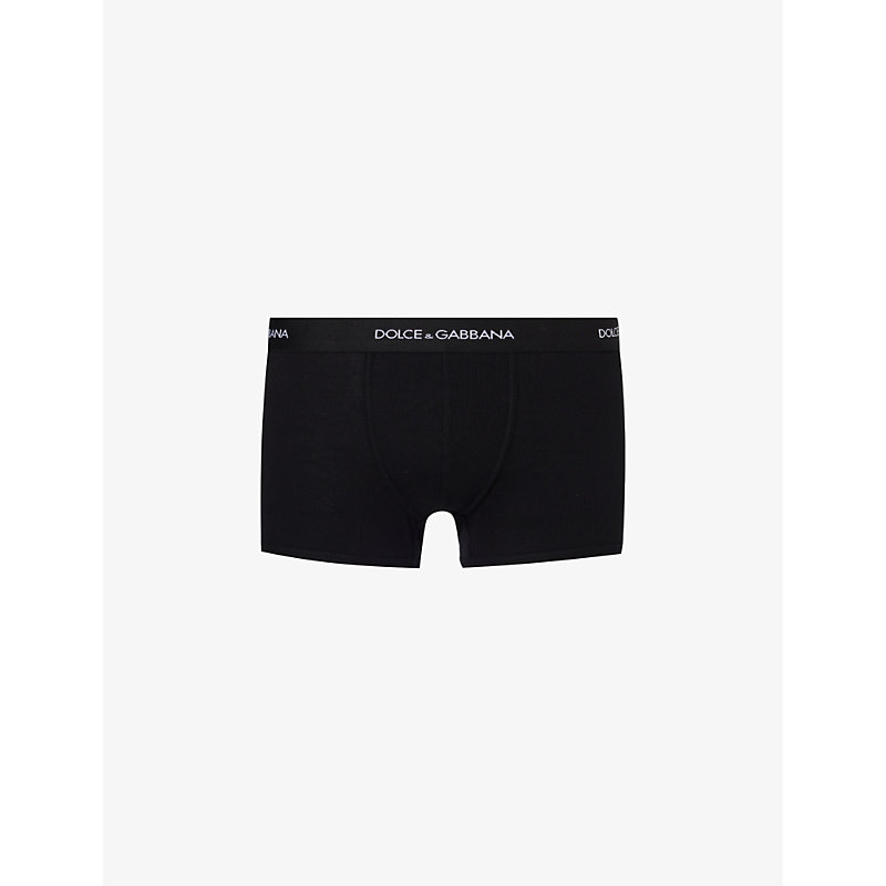 Shop Dolce & Gabbana Mens Black Logo-waistband Cotton-jersey Boxers