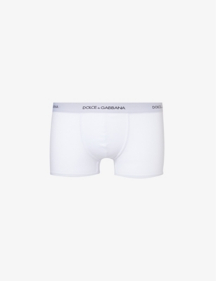 Dolce & Gabbana Logo-waistband Cotton-jersey Boxers In Optical White