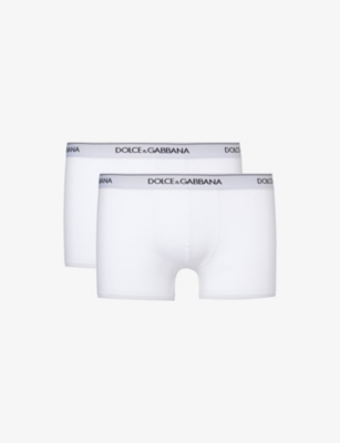 Dolce & Gabbana Logo-waistband Pack Of Two Stretch-cotton Boxers In Optical White