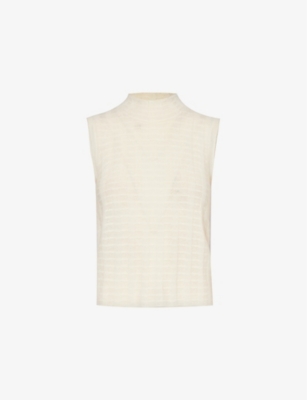 Shop Guest In Residence Women's Cream Sleeveless Ribbed Wool, Cashmere And Silk-blend Top