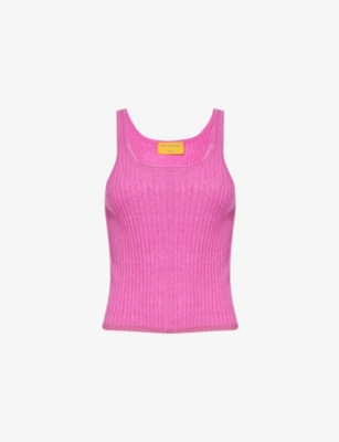 Guest In Residence Women's Fuschia Slim-fit Ribbed Wool, Silk And Cashmere-blend Top