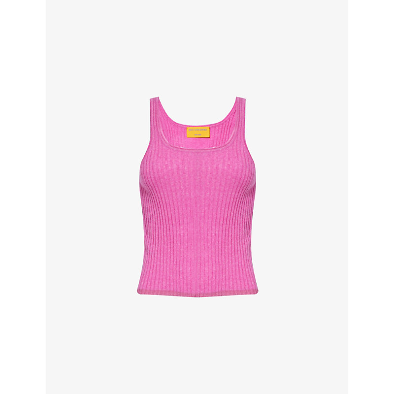 Guest In Residence Women's Fuschia Slim-fit Ribbed Wool, Silk And Cashmere-blend Top