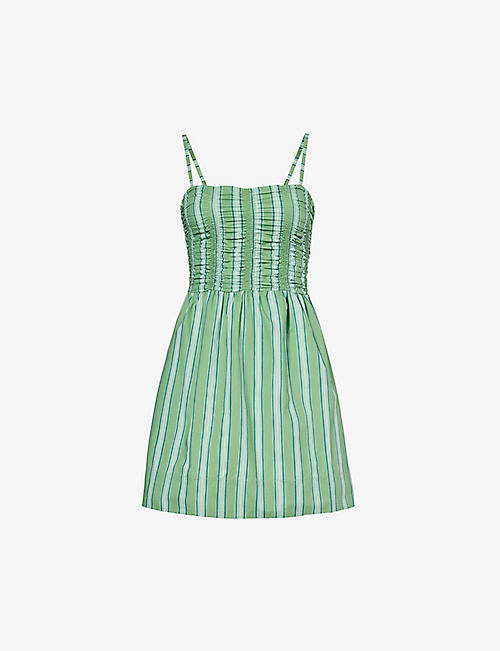 FAITHFULL THE BRAND: Rhea stripe-pattern organic cotton poplin mini dress