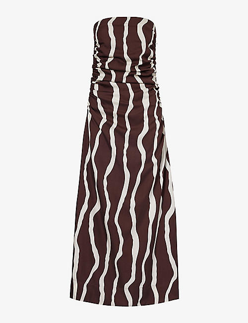 FAITHFULL THE BRAND: Simena stripe-pattern regular-fit woven midi dress