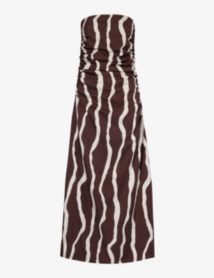 Shop Faithfull The Brand Women's La Tuza Simena Stripe-pattern Regular-fit Woven Midi Dress