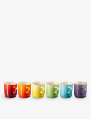 Le Creuset Rainbow Rainbow Stoneware Cappuccino Mugs Set Of Four In Rainbow