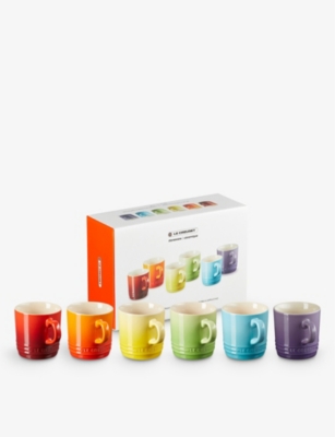 LE CREUSET: Rainbow stoneware cappuccino mugs set of six